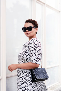 h&m trend dotted summer dress, vintage chanel bag, cheap monday sunglasses - justlikesushi.com