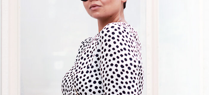 h&m trend dotted summer dress, vintage chanel bag, cheap monday sunglasses - justlikesushi.com