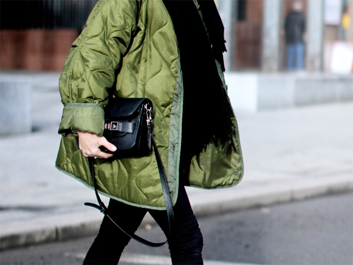 winter coat, green parka