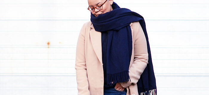 acne canada scarf, camel coat, ace&tate glasses - justlikesushi.com