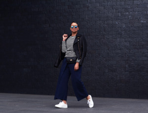 bum bag, festival look, culottes, comme des garcons triped top, tomboy - justlikesushi.com