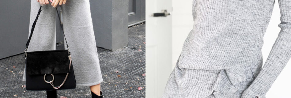 knitted two piece, knitted culotte, wool trouser, knit trousers, neon rose